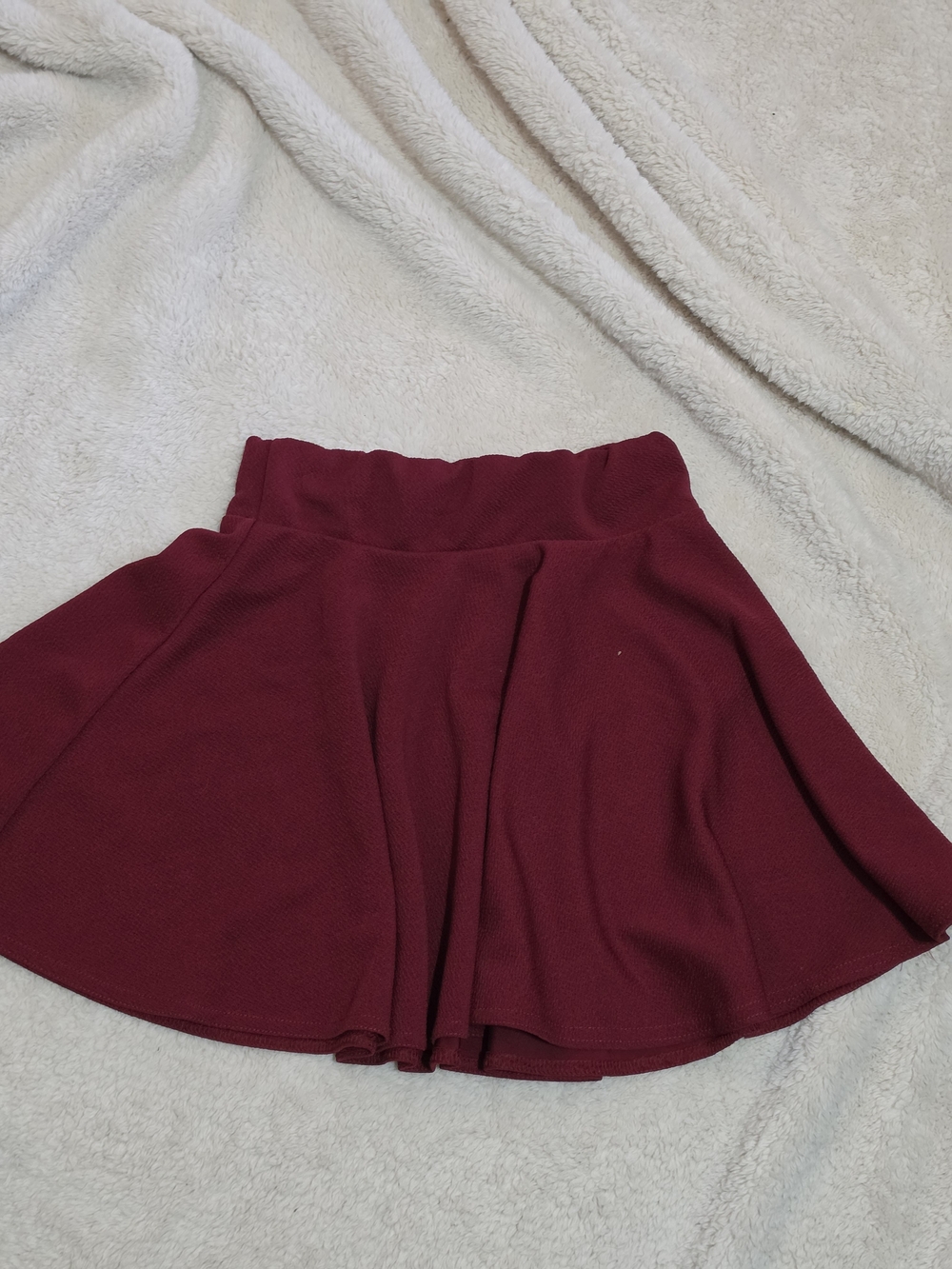 High-Waist Burgundy Skater Skirt